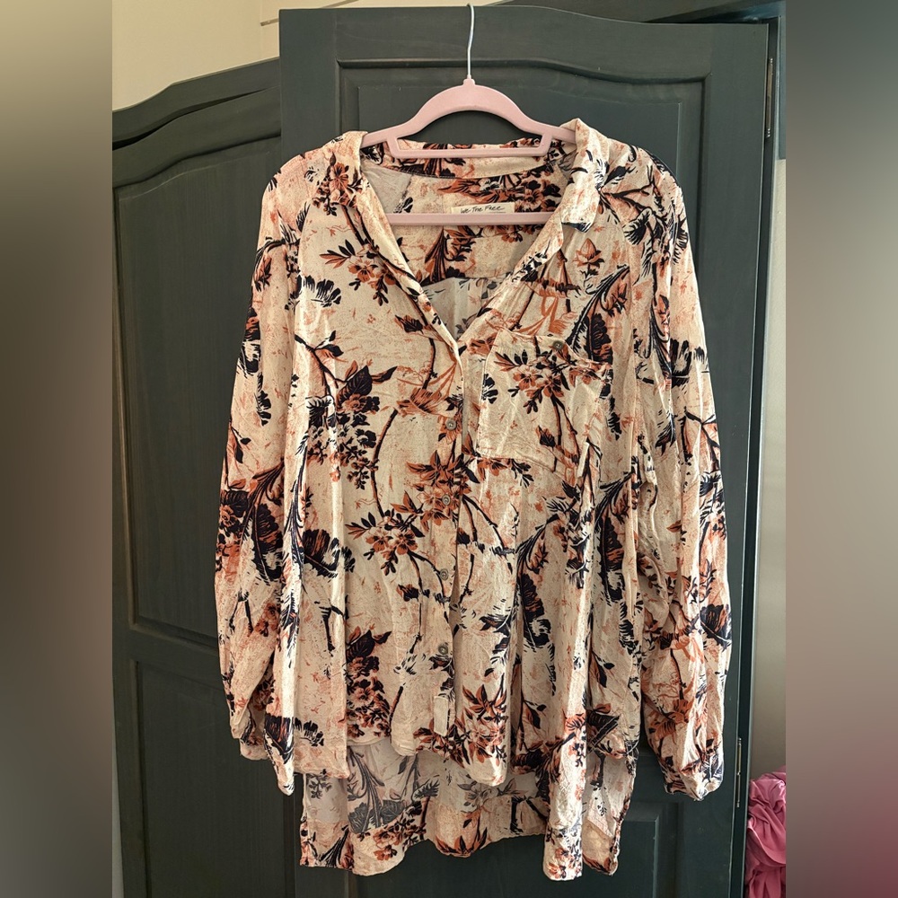 We The Free It’s a Vibe Oversized Button Up Blouse Sz medium